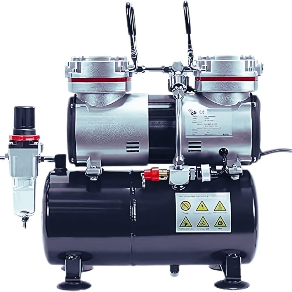 Akari 6 Bar Double Piston Mini Air Compressor with 3.5 Litres Air Tank, For Make-up, Tattoo, Cake Decoration, Art Work